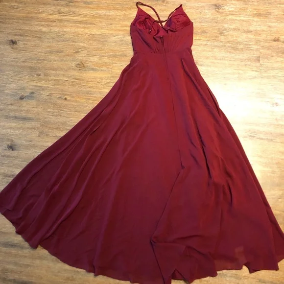 spaghetti strap full skirt bridesmaid dress Long Spaghetti Strap Formal Satin Bridesmaids Dress main image 0